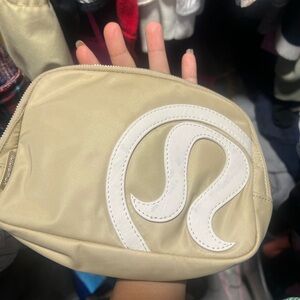 Lululemon Beige Pouch with White Logo